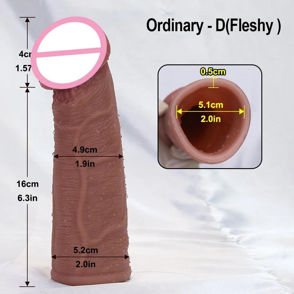 Men Penis Extender Sleeve Realistic Condom Delay Ejaculation Sex Toy for Men Adult Erotic Goods