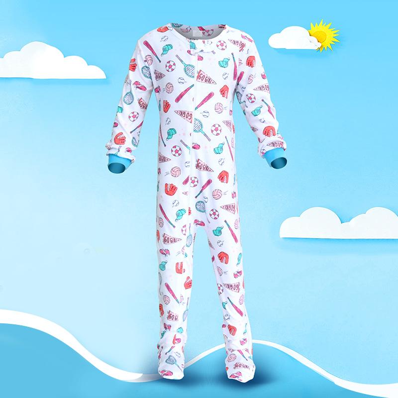 Baby Kinder 2 bis 7 Jahre alt Einteiliger Strampler Langarm 100% Baumwolle Kleidung Reißverschluss Jungen und Mädchen Kleidung Pyjama Strampler