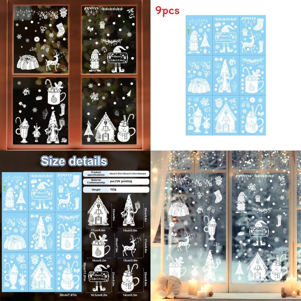Weihnachts Schneeflocke Rentier Fensteraufkleber mit statischen Glasaufklebern für Feiertagsdekoration