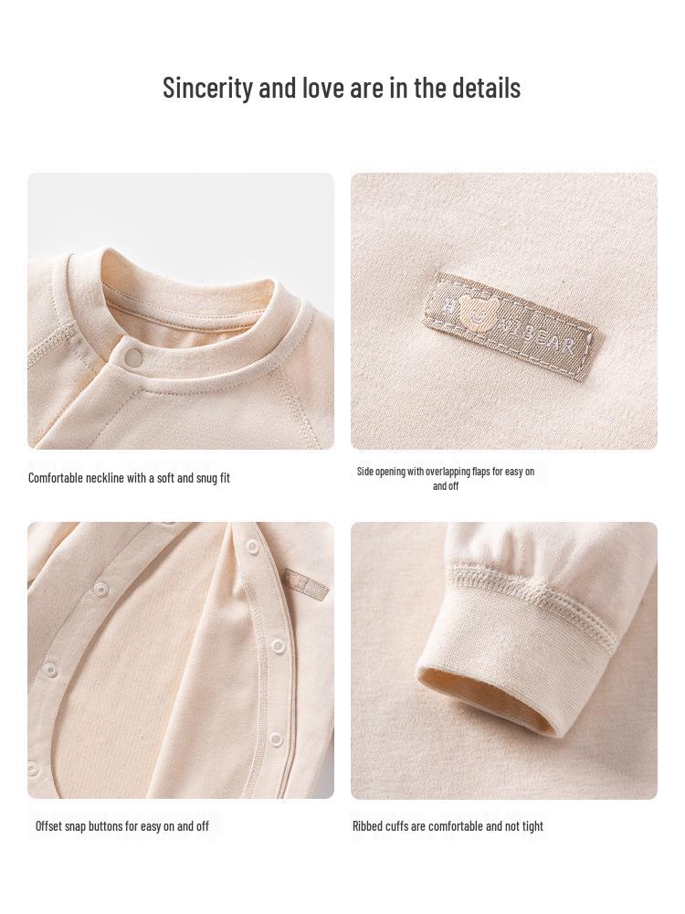 Unisex Pure Cotton Baby Long Sleeve Bodysuit for Spring & Autumn Outdoor Play