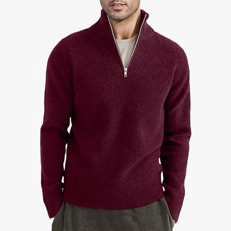 Men'S Thickened Half-High Zip-Up Collar, Men'S Warm Winter Sweater, Knit Jacket, Knit Sweater