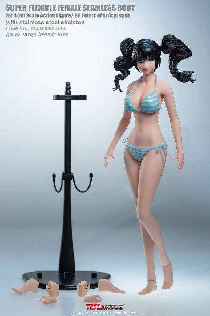 OBEST TBLeague 1/6 Scale Figure, 2D Girl, Ultra-Flexible Seamless Body, PLLB2020-S36 White Skin (with S36 Head)