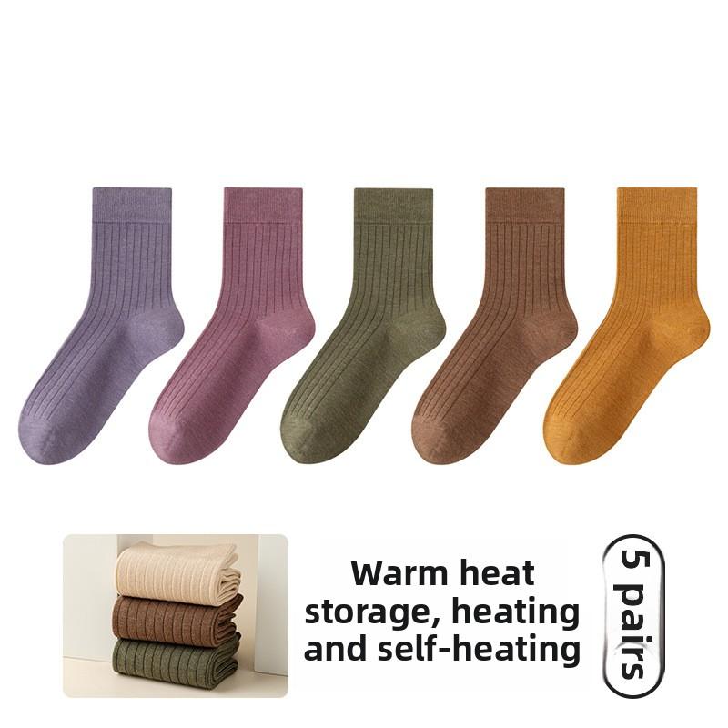 

5 пар женских осенне-зимних ретро-носков с полосками, согревающих, морозостойких, без косточек 7а, антибактериальных, дезодорирующих, с трубкой 5 Pairs