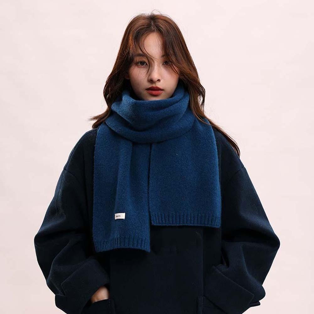 Cold-proof Knitting Wool Scarf Solid Color Winter Warmer Scarf Long Thickened Neckscarf  Winter