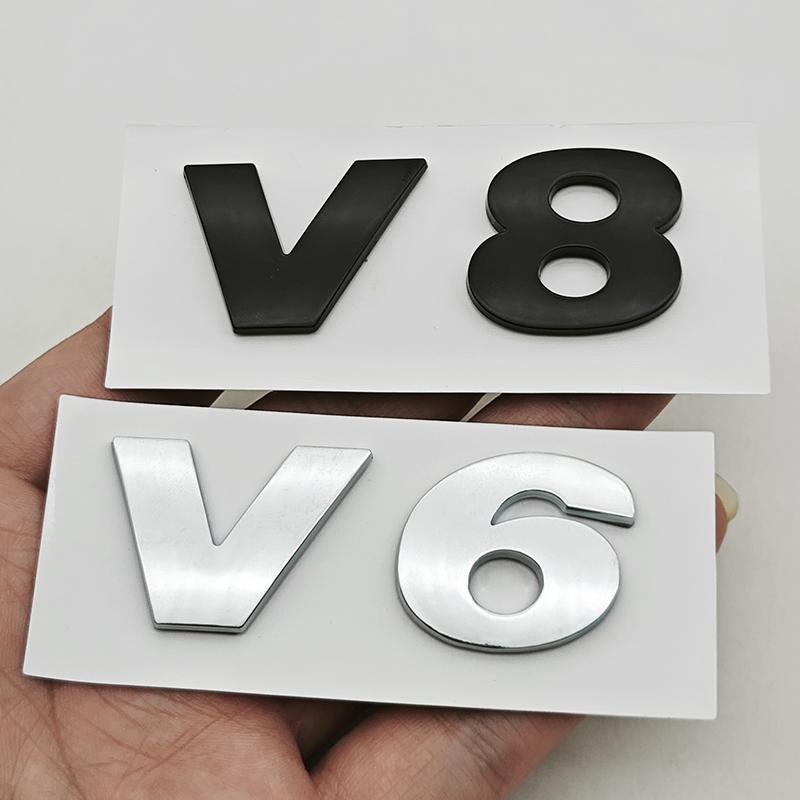 3D ABS Car Letters Logo V6 V8 Badge Sticker Rear Trunk Emblem For Volkswagen VW Phaeton Golf Mk3 Mk4 Mk5 Tiguan Atlas CC Arteon