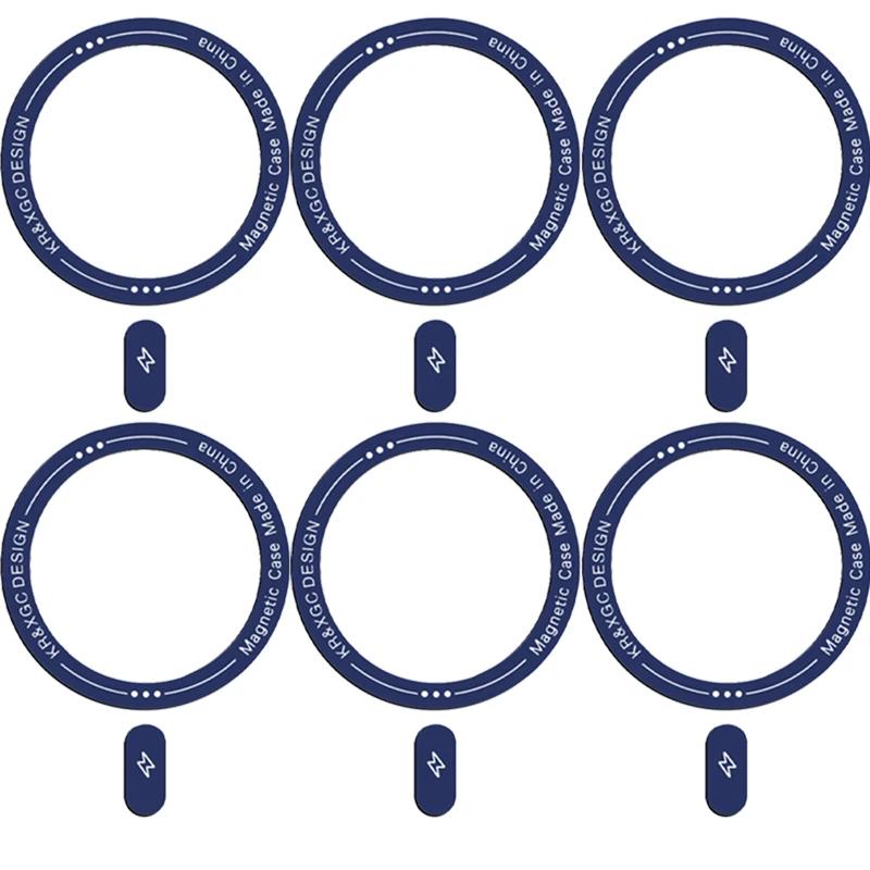 6-1Pcs Magnetic Metal Sticker Rings for Iphone 14 13 12 Plus 15 ProMax Ultra-Thin Magsafe Magnetic Wireless Charger Metal Plate