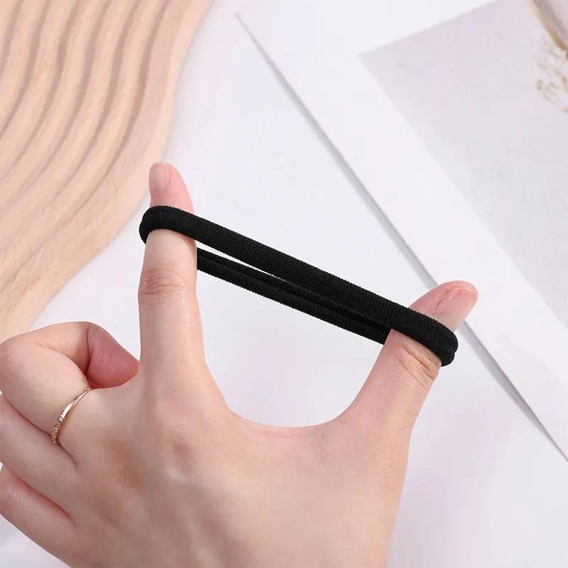 50/100 ks Černé gumičky do vlasů pro ženy dívky čelenka vysoce elastická gumička gumičky do vlasů držák na culík scrunchies doplněk