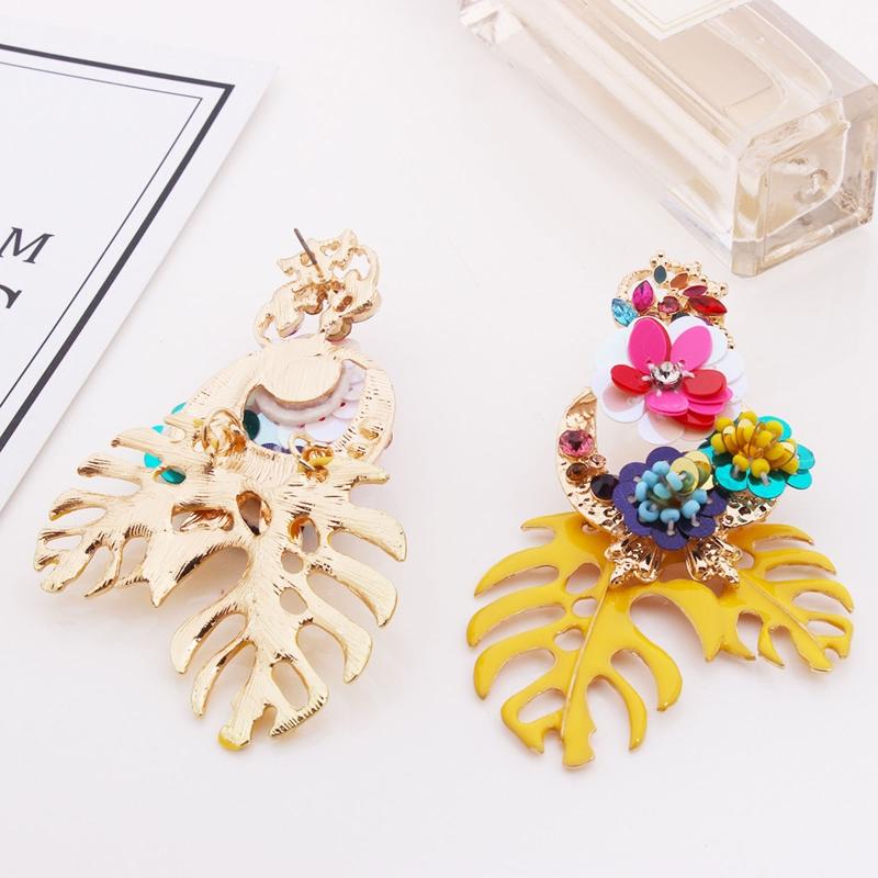 1 Pair Ins Japanese and Korean Fashion All-match Temperament Earrings Leaf Earrings Simple Cold Wind Women Jewelry