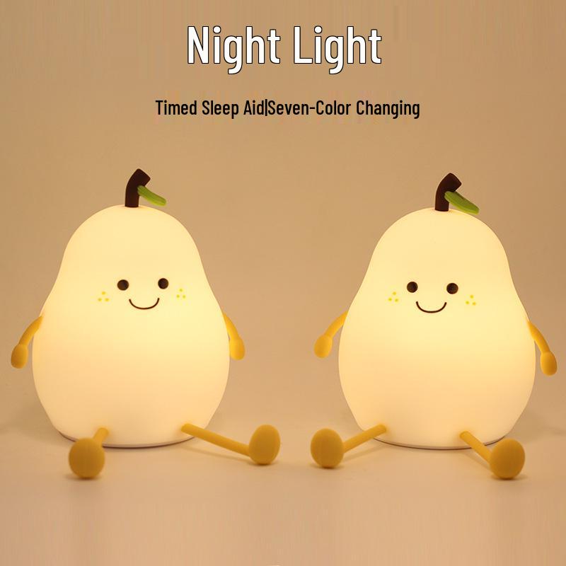Pear-Shaped Silicone Night Light - Kids' Bedside Lamp & Gift Ornament