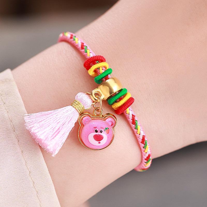 Five-Colored Dragon Boat Festival Zongzi Bracelet - Handmade Red Rope for Men, Women, Children, Baby Gifts