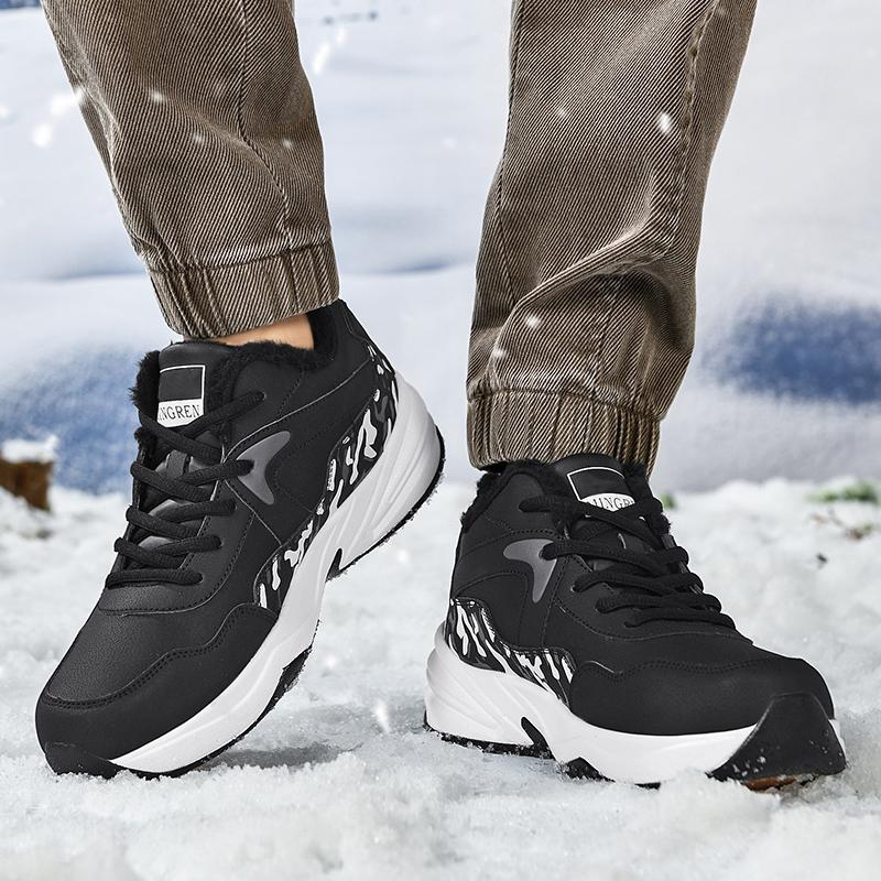 Men Cotton Shoes High Top Casual Snow Boots Waterproof Warm Winter Shoes Men Hiking Boots Outdoor Mountain Climbing Sneaker Man