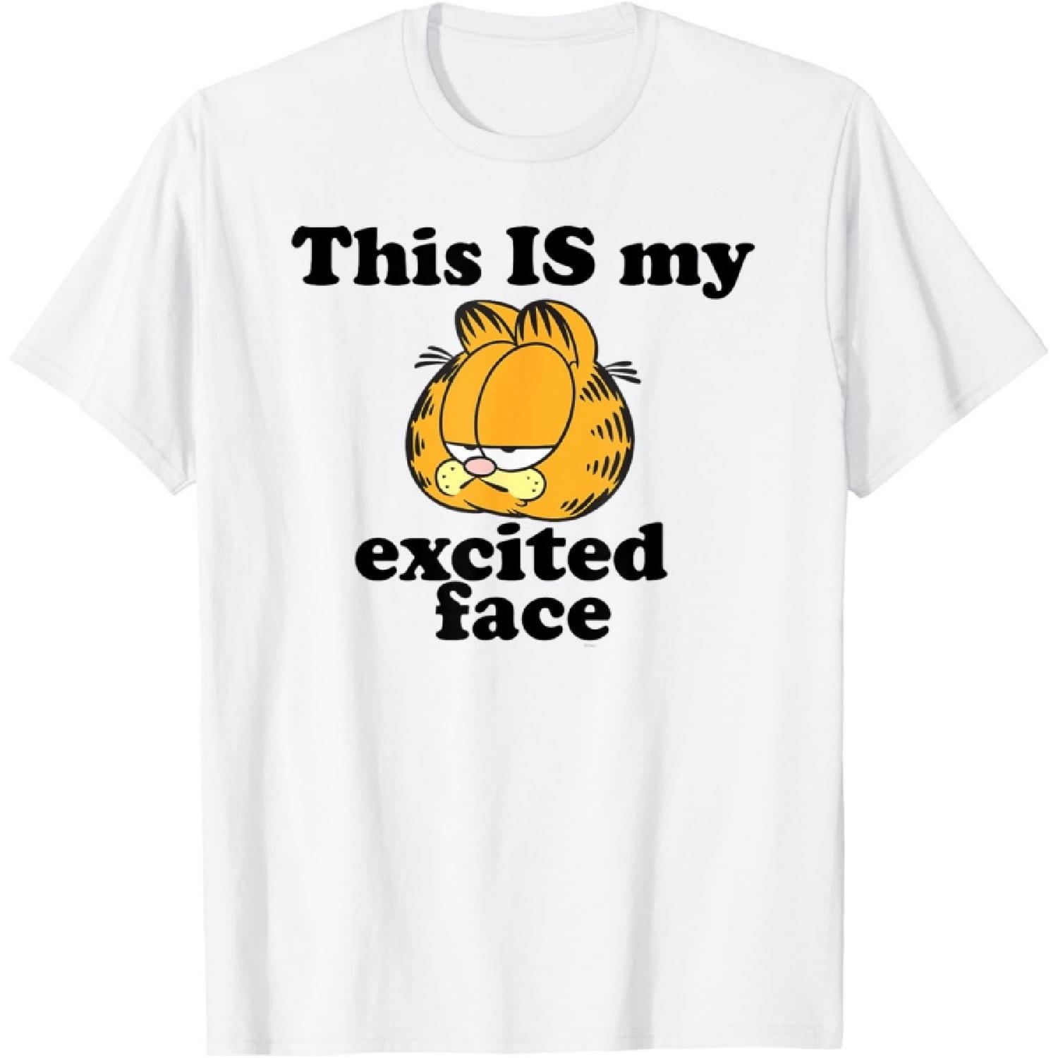 Garfield This Is My Excited Face Sarcastic Cartoon Cat T-Shirt XXXXXL белый