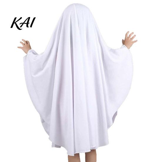 Geisterfest Kleidung Halloween Kostüm für Kinder Erwachsene, Cosplay Kostüm, Unisex Kleidung Gruseliger Weißer Umhang mit Schwarzen Augenlöchern