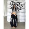 Women Gray Gothic Baggy Y2k Letter Print Pants Harajuku 2000s Vintage Oversize Sweatpants Wide Leg Trousers Autumn
