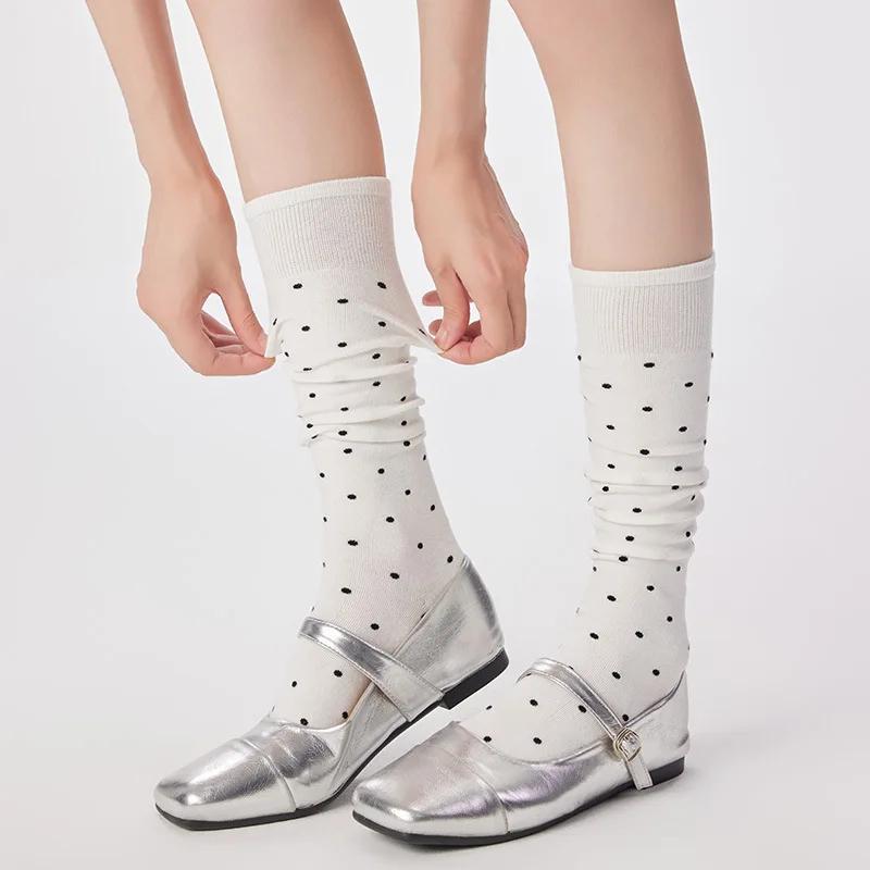Polka Dot Print Long Socks Lingerie Sexy Mesh Fishnet High Knee Sock Women Summer Nylon Thin Transparent Lolita Kawaii Stockings
