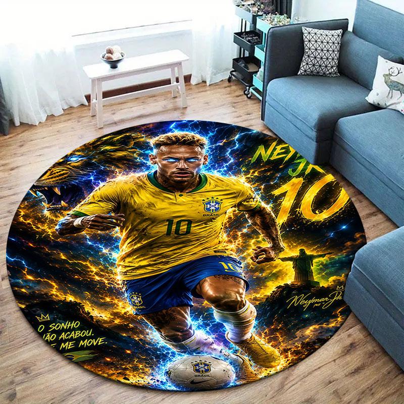 Neymar Round Area Rug,Carpet Rug for Living Room Bedroom Sofa Playroom Decor,Non-slip Floor Mat