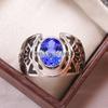 Tanzanite Oval Cut Gemstone With 925 Sterling Silver Ring For Men's #B676 JL375688163719