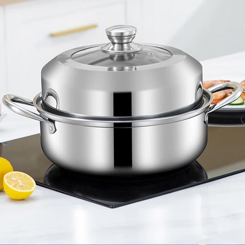 EFULLOT 28cm Thickened Soup and Steamer Pot