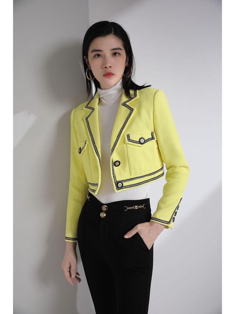 LML Damen Einreihige Kurzreversjacke - Vielseitiges Einfarbiges Langarmdesign