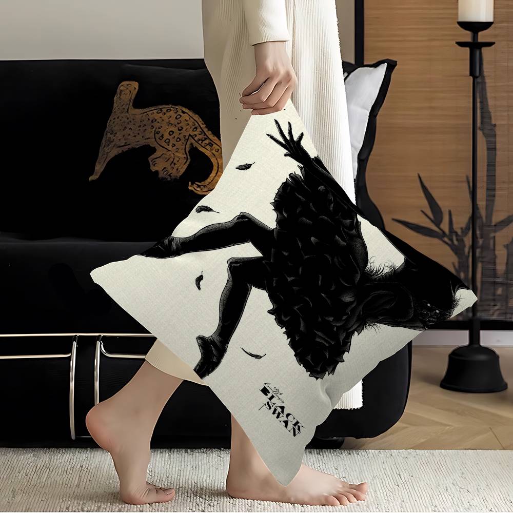 B-Black S-Swan Movie Maple Design Cushion Cover Happy Autumn Harvest decor Holiday Decorati Pillow Cover