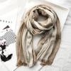 New 190*80cm Artistic Style Striped Cotton Linen Scarf Shawl Men's and Women's Same Style Mori Foulard En Mousseline Scarves
