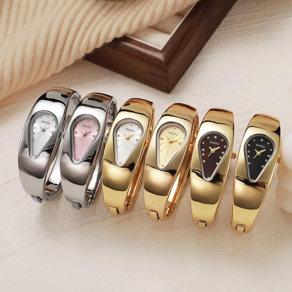 Women's Teardrop Dial Bangle Watch Rhinestone Minimalist Dress Wristwatch