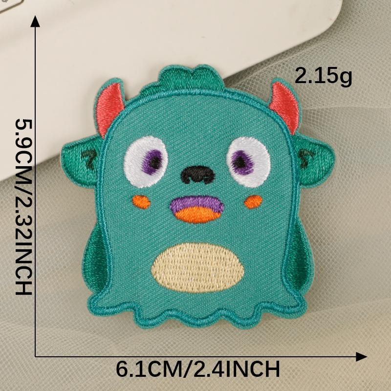 Adesivos de Patch Bordado Auto-Adesivo de Monstro de Desenho Animado para Acessórios de Vestuário DIY