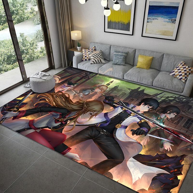 Sword Art Online anime Dywan wielorozmiarowy Dywan do salonu sypialni pokoju dziecięcego Dekoracja domu Dywanik podłogowy Mata antypoślizgowa Mata pod kanapę