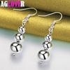 925 Sterling Silver 6 8 10mm Hollow Bead Ball Drop Earrings Jewelry