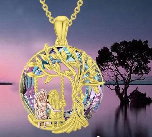 

Exquisite Personality Hollowed-out Tree of Life Red Bird Pendant Necklace for Women Family Collar Jewelry Gifts of Love Gift