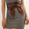 Elegant Knotted Waistband PU Leather Long Bowknot Ties  For Skirts Dress Top Clothes Coat