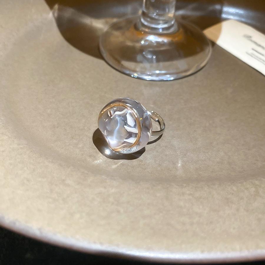 Maillard Vintage Geometric Flower Tiger's Eye Open Ring Simple Index Finger Ring Jewelry