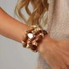 KunJoe 3Pcs/Set Trendy Irregular CCB Beaded Chain Link Resin Bracelets for Women Boho Multilayer Elastic Bangles Jewelry On Hand