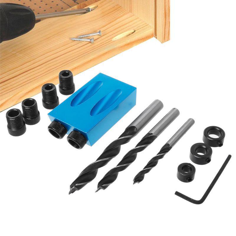 15° All-Metal Pocket Hole Drilling Locator for M6-M8-M10 Woodworking