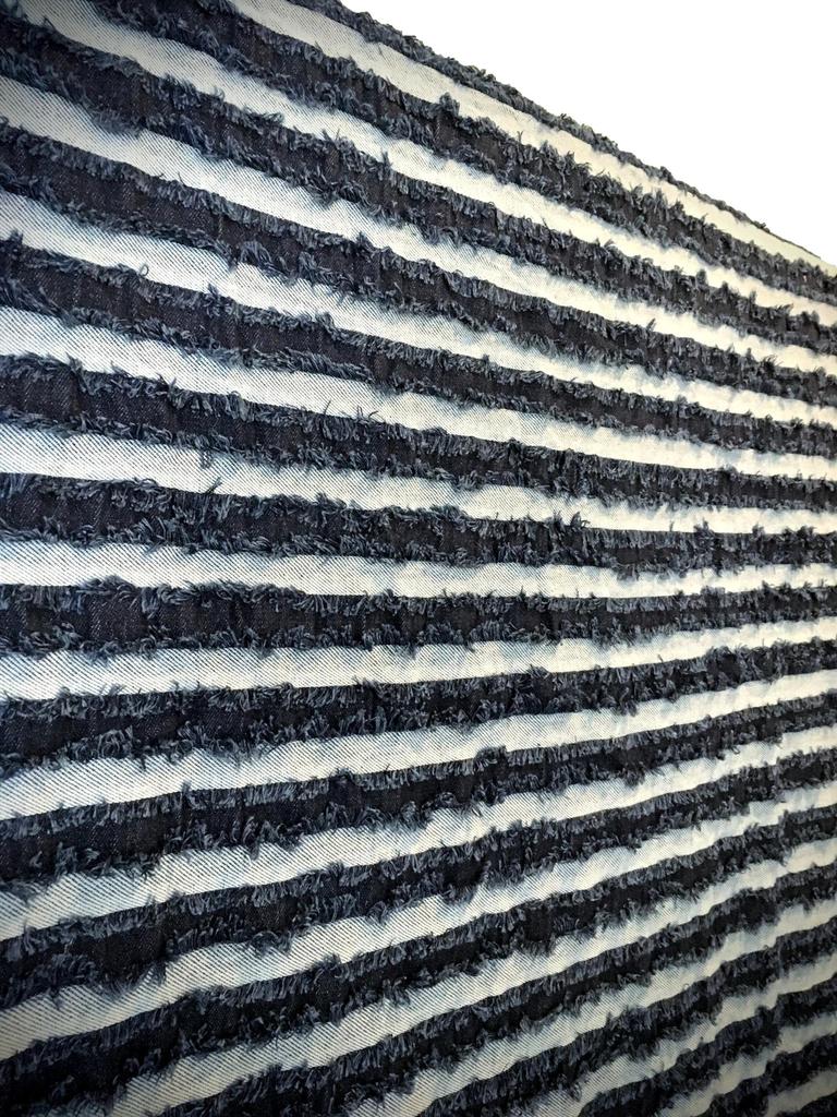 Fringe Denim Design Denim Handmade Denim Thin Cotton Denim Fabric Scraps Stripe Fabric, Remnants, Fabric, (Fringe Set)