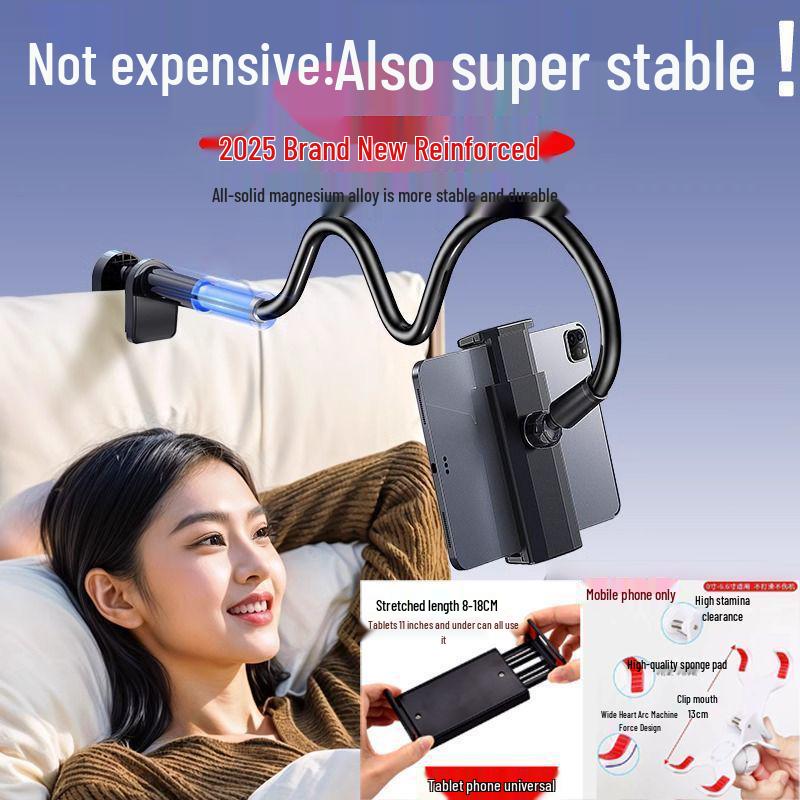 Adjustable Carbon Steel Device Holder for Bedside, Tablet & Phone - Ideal for TV, Desktop, Dorm, and Live Streaming
