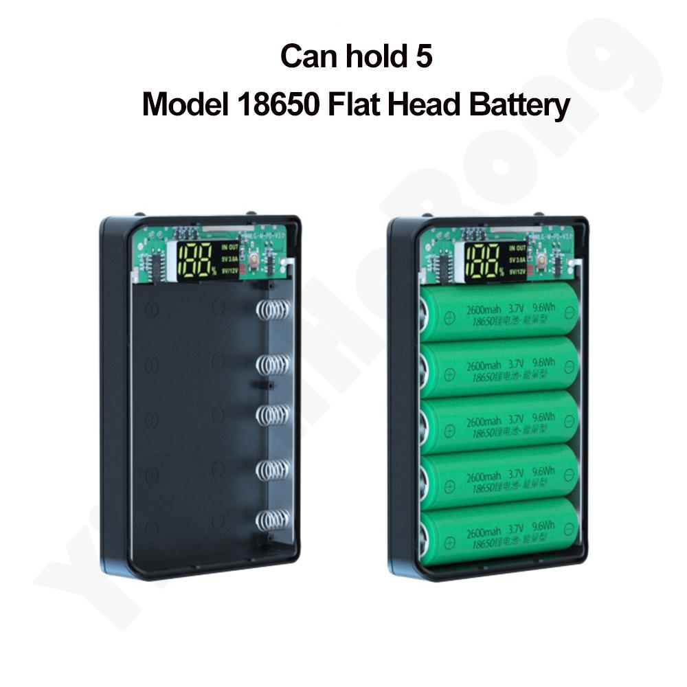 5*18650 Power Bank Case Dual USB For Mobile Phone Charger DIY Shell 18650 Battery Holder Charging Box With LED Flashlight