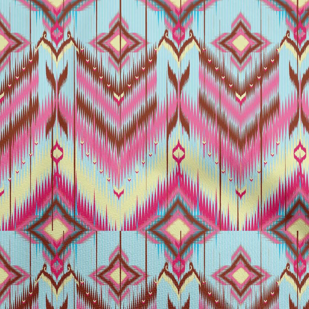 oneOone Cotton Flex Dusty Teal Green Stoff Asiatischer Ikat Bastelstoff Dekostoff Bedruckt Meterware 40 Zoll