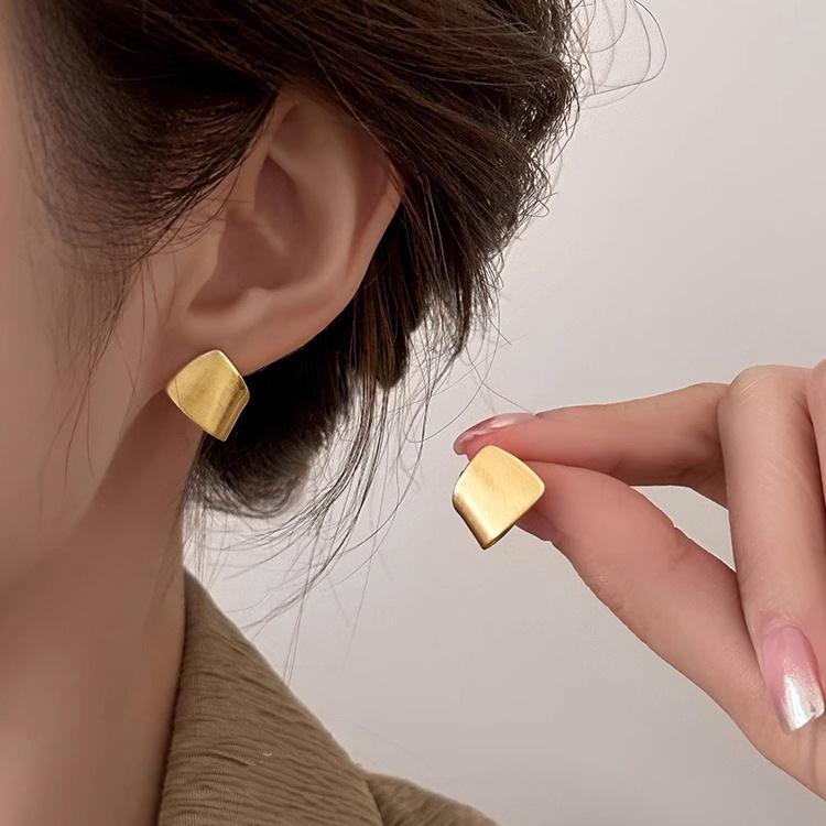 925 Silver Geometry Studs Earring for Women Splicing Korean Hip Hop Versatile Jewelry Gift