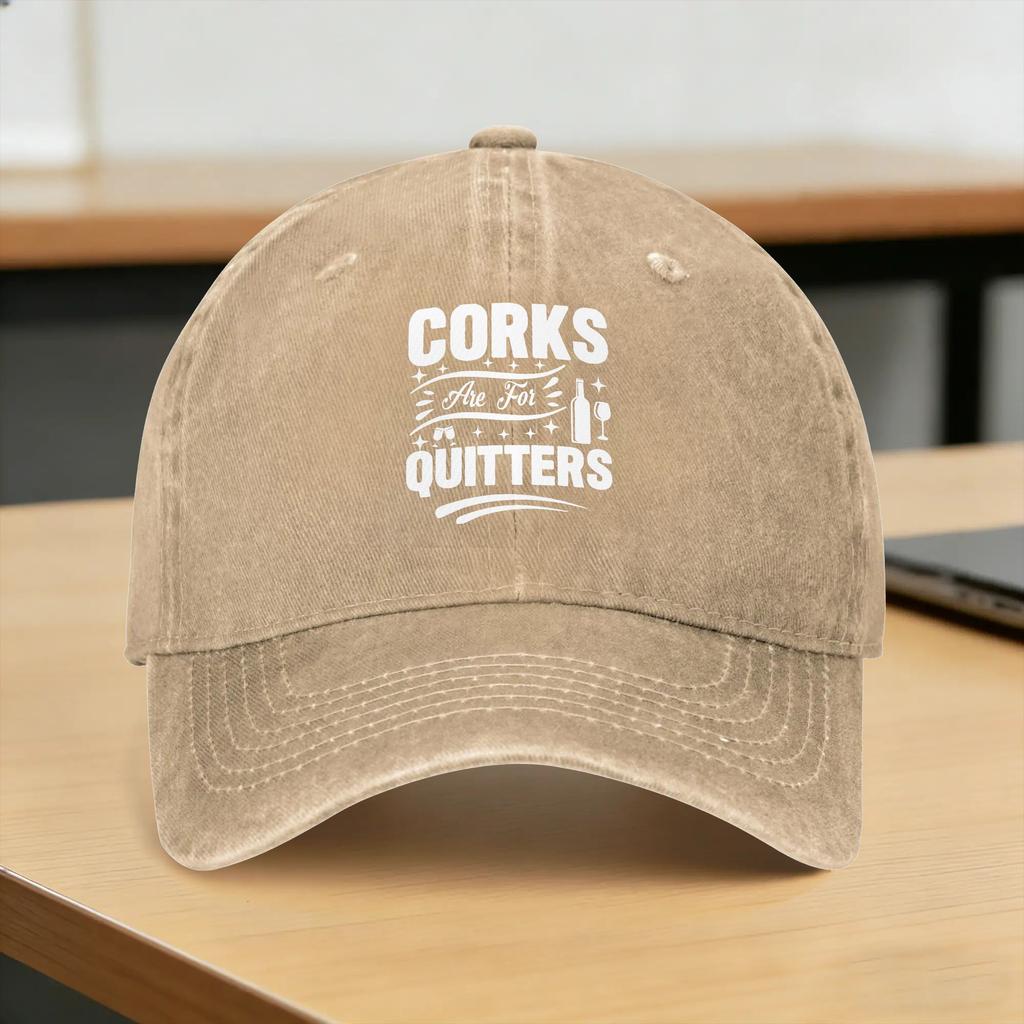 Corks Are For Quitters I Wine Sun Baseball Cap Fashion Unisex Men Washed Hip Hop Hats Dropshipping Print Hunting Baseball Caps
