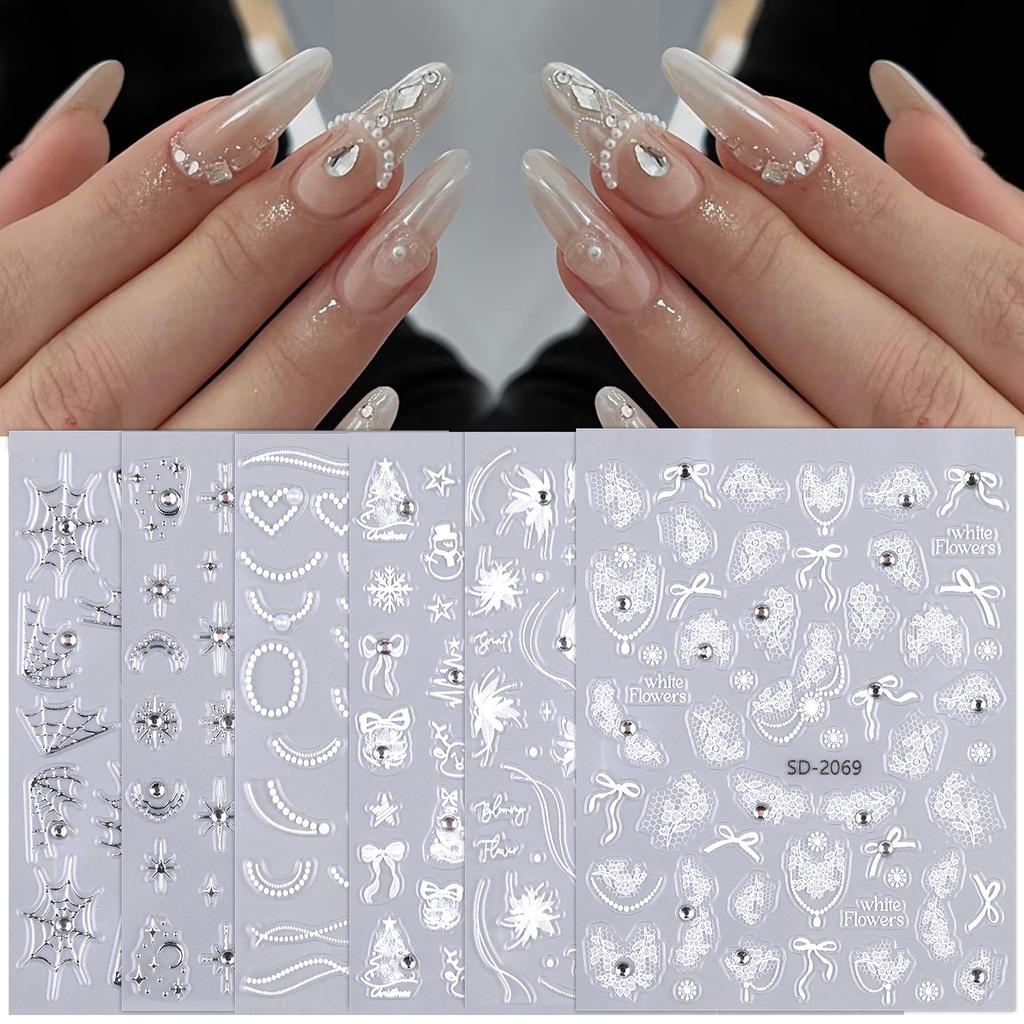 5D Relief Ins Wind Nail Art Sticker Premium Light Luxury With Diamond Bronzing Nail Sticker