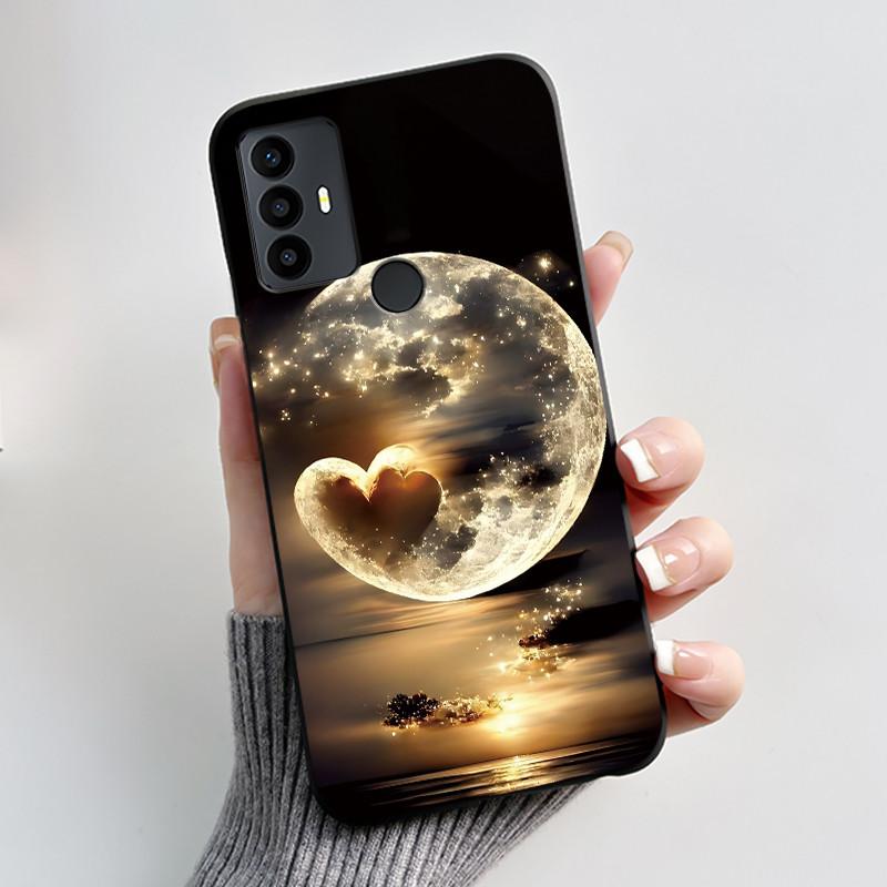 Anti-scratch Casing For TCL 30 SE/TCL 30E/TCL 306/TCL 305 Cover Soft Silicone Black Shell Golden Butterflie And Flower Pattern