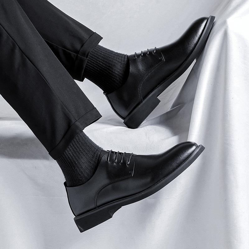 Leather shoes men's Korean version trend spring and autumn business dress casual British pointed leather groom wedding shoes 66780-R