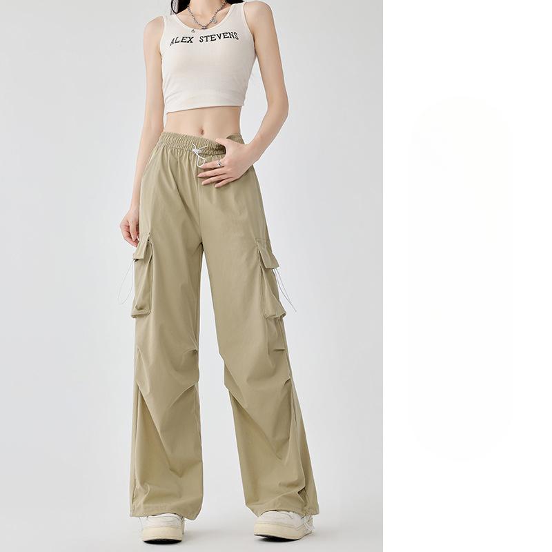 

Нейлоновые рабочие брюки для женщин летом тонкие американские прямые парашютные брюки с высокой талией повседневные широкие быстросохнущие спортивные XL