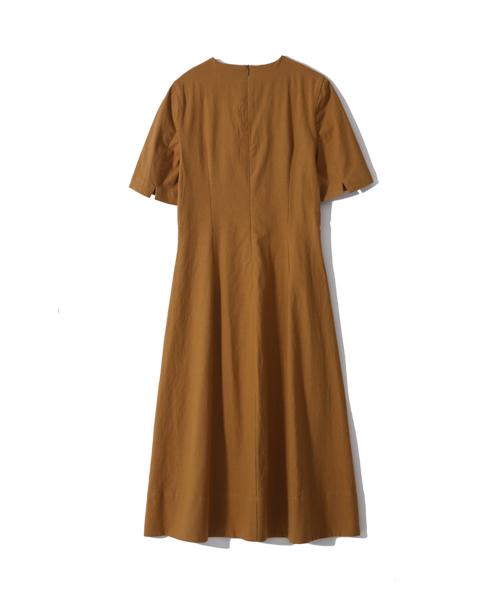 Is Summer Linen V-Neck Dress_Camel