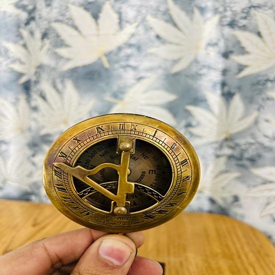 Handmade Brass Compass, Antique Nautical Pocket Navigation, Pirate Explorer Gift (Leather Case)