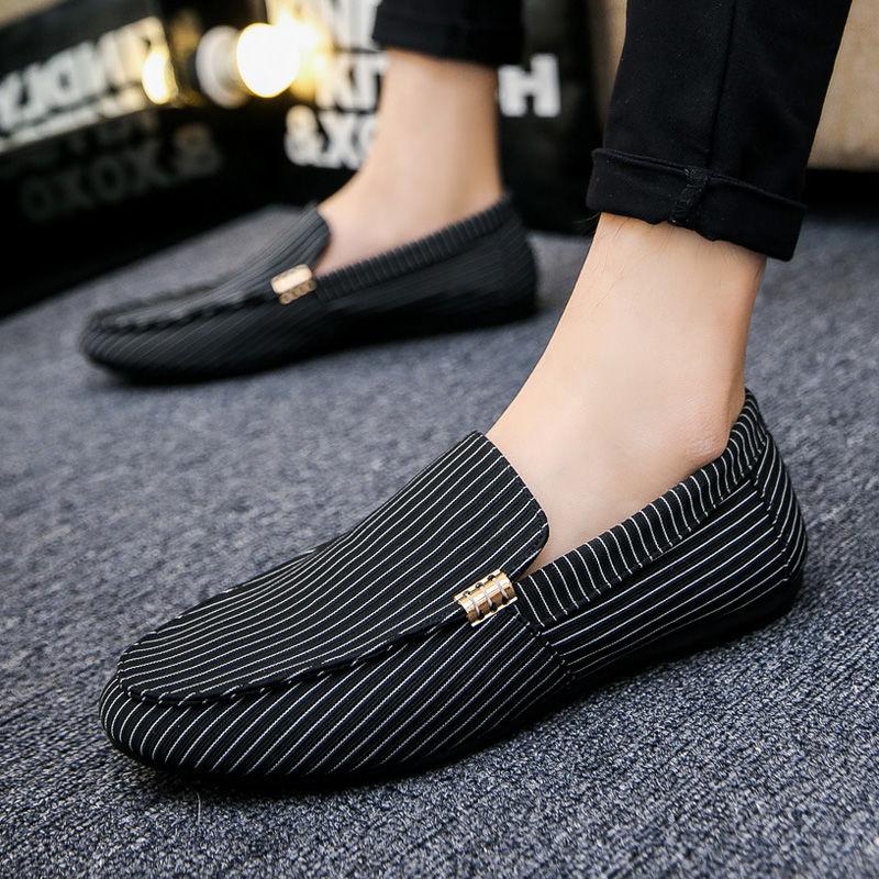 Spring New Bean Shoes Men's Fashion Soft Soled British Trendy Men's Korean Casual Leather Shoes Lazy Men's Shoes