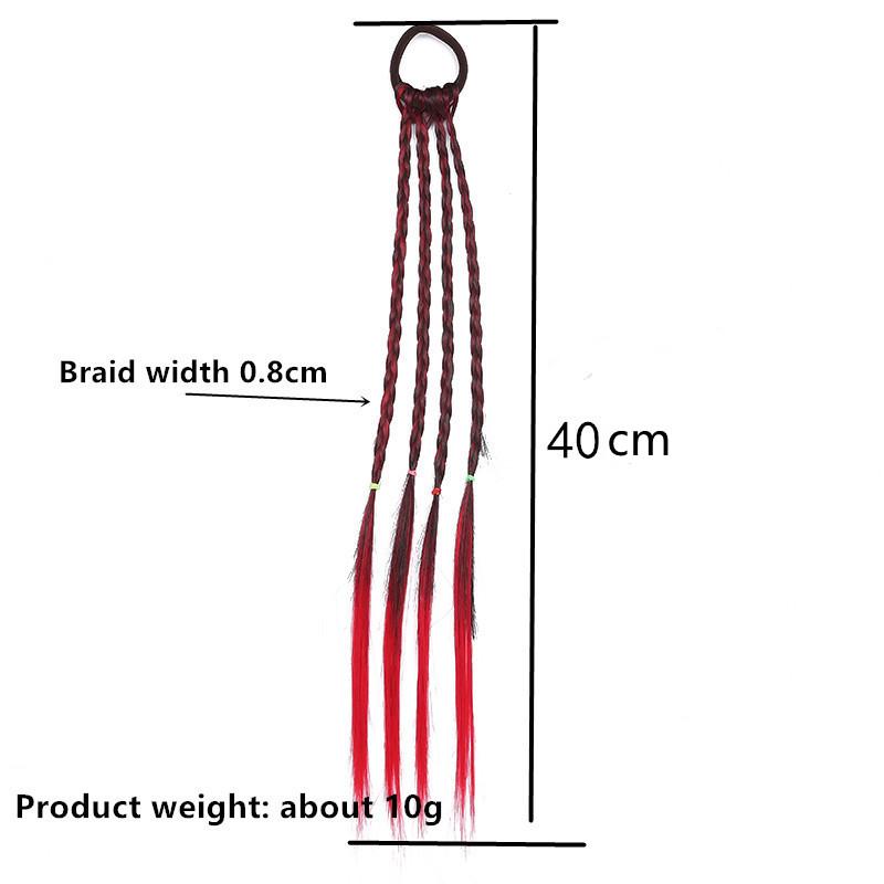 1pc Gradient Colorful Braid Synthetic Hair Ponytail Rope Tie Girl Princess Color Tail Wig Children's Styling Accessories Braider