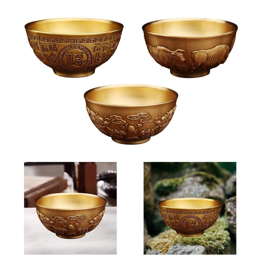 Brass Feng Shui Bowl Decorative Offering Bowl for Bedroom Gathering Cabinet