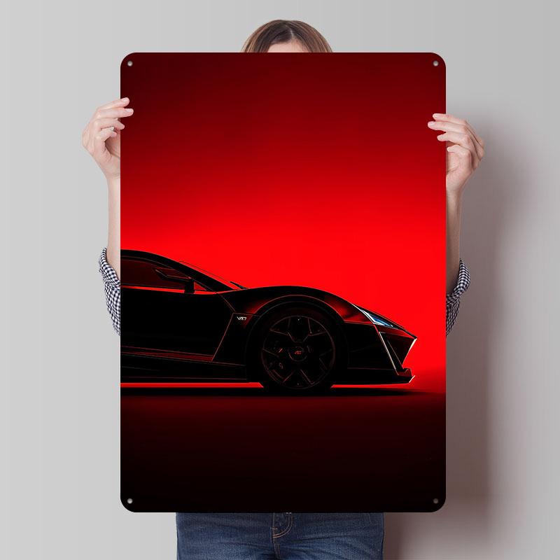 Schwarzes Sportwagen-Silhouetten-Druckposter Benutzerdefinierte Wandkunst Retro Vintage Metallblechschilder für Garage Heimdekoration Man Cave Raum